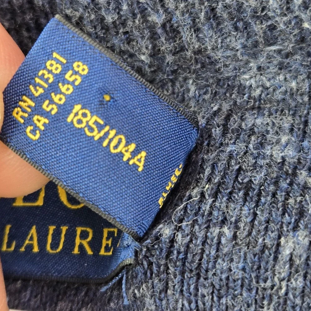 Polo‎ Ralph Lauren Men Sweater XL Blue Long Sleeve Logo Cotton Pullover Knit